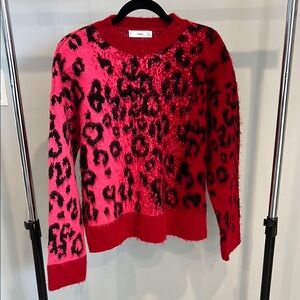 Mango Red Leopard Print Sweater